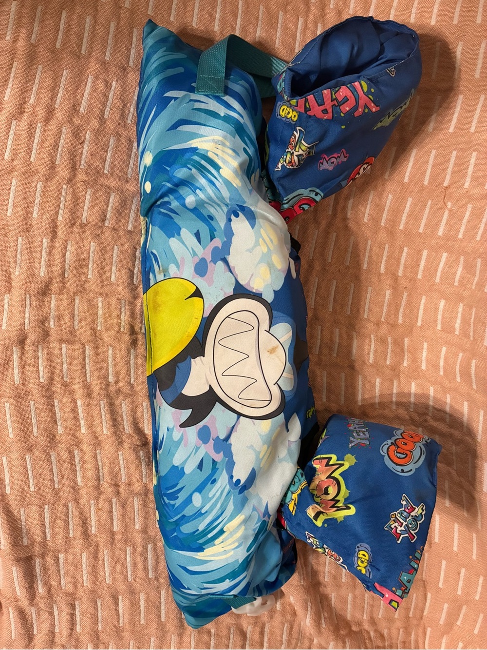 Blue Kids Life Jacket Vest with Cartoon Graphic